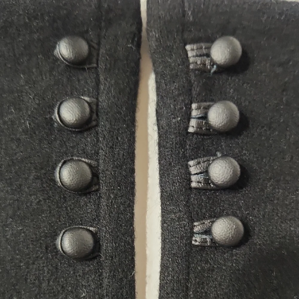 Lauren Ralph Lauren Wool & Cashmere Black Gloves with Button Detail Size Small